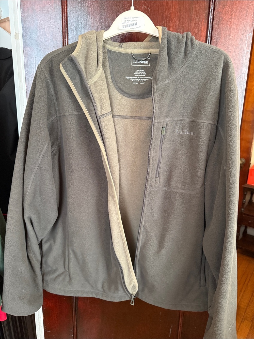 L.L. Bean Men's Hooded Full-Zip Fleece Jacket in Charcoal